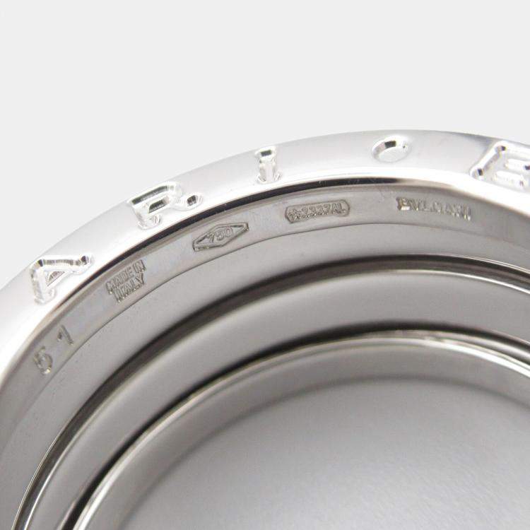 Pre Owned Bvlgari B.Zero1 18K White Gold Band Ring EU 51