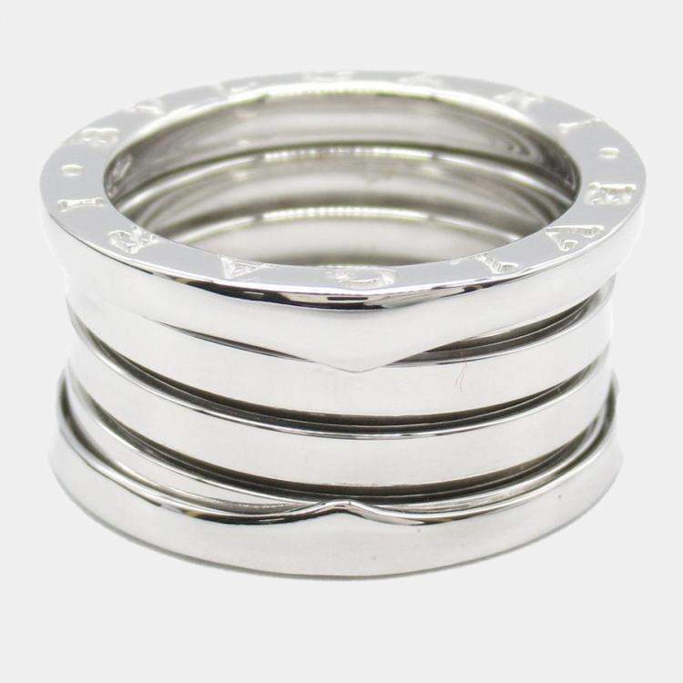 Pre Owned Bvlgari B.Zero1 18K White Gold Band Ring EU 53