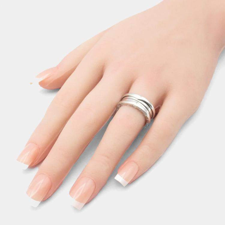 Pre Owned Bvlgari B.Zero1 18K White Gold Band Ring EU 52