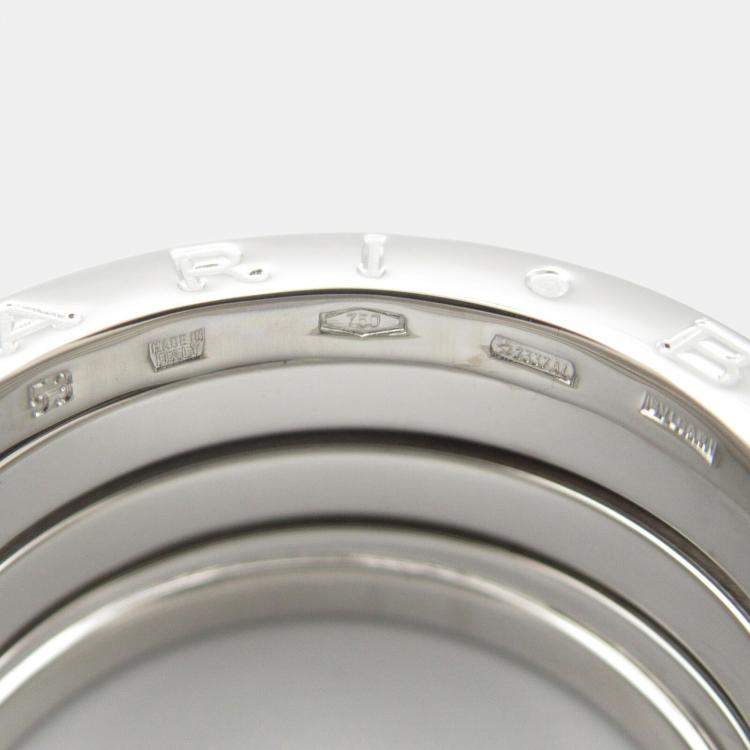 Pre Owned Bvlgari B.Zero1 18K White Gold Band Ring EU 53