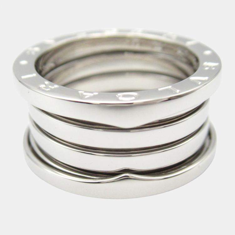 Pre Owned Bvlgari B.Zero1 18K White Gold Band Ring EU 53