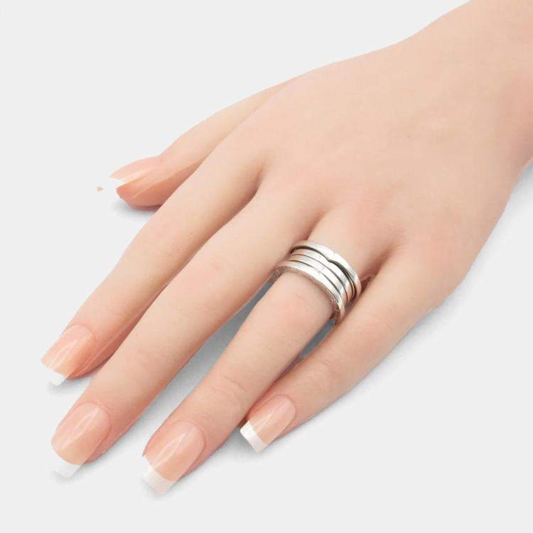 Pre Owned Bvlgari B.Zero1 18K White Gold Band Ring EU 53