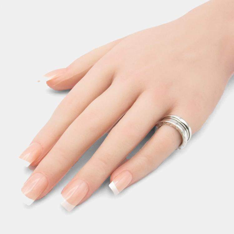 Pre Owned Bvlgari B.Zero1 18K White Gold Band Ring EU 50