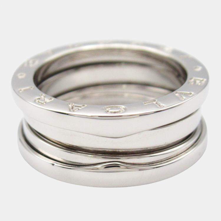 Pre Owned Bvlgari B.Zero1 18K White Gold Band Ring EU 50