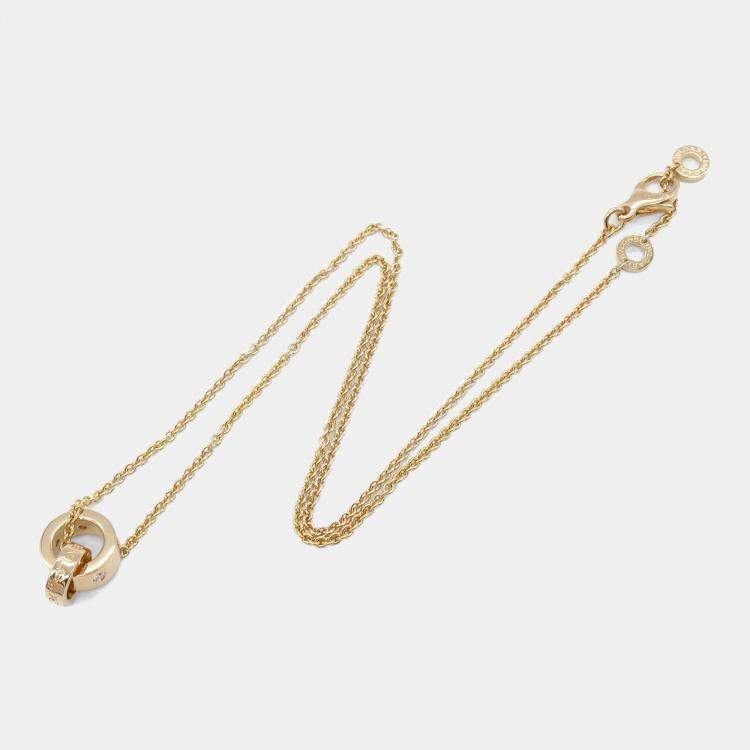 Pre Owned Bulgari BVLGARI BVLGARI 18K Rose Gold Diamond Link Pendant Necklace