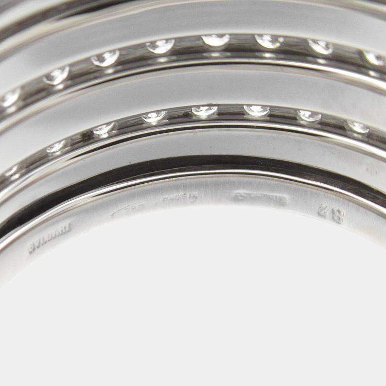 Pre Owned Bvlgari B.Zero1 18K White Gold and Diamond Band Ring EU 48