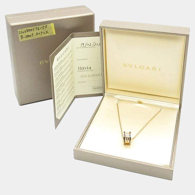 Pre Owned Bvlgari B-Zero1 Ceramic 18K Rose Gold Necklace 