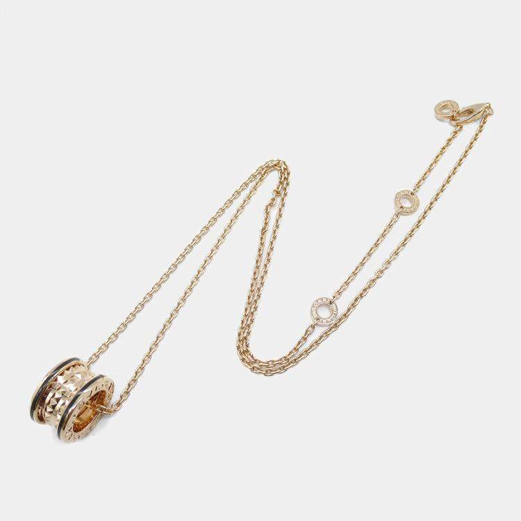 Pre Owned Bvlgari B-Zero1 Ceramic 18K Rose Gold Necklace 