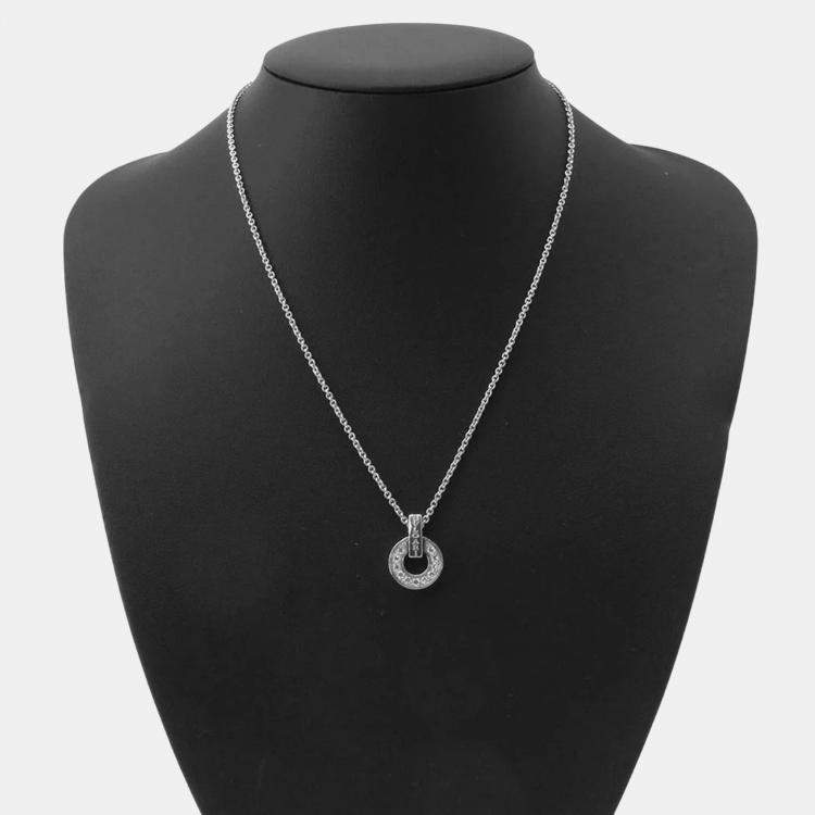Pre Owned Bvlgari 18K White Gold Bvlgari Bvlgari Diamond Openwork Necklace