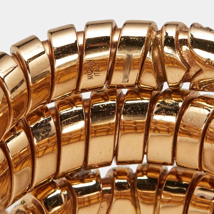 Pre Owned Bulgari Serpenti Tubogas Diamond 18k Rose Gold Wrap Ring Size 55 (L)