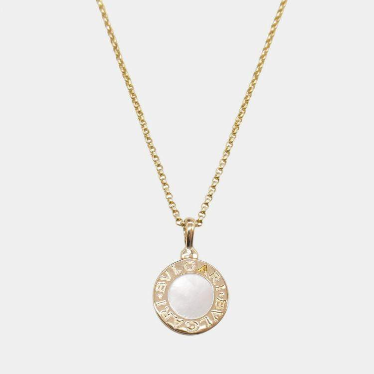 Pre Owned Bvlgari 18K Pink Rose Gold Mother Of Pearl Necklace 