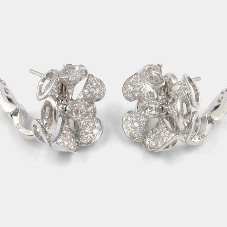 Pre Owned Bvlgari Divas' Dream Divissima 18K White Gold 1.05ctw Diamond Earrings
