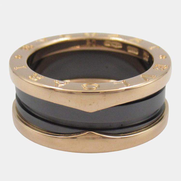 Pre Owned Bvlgari B-Zero1 Ceramic 18K Pink Rose Gold Black EU 50 