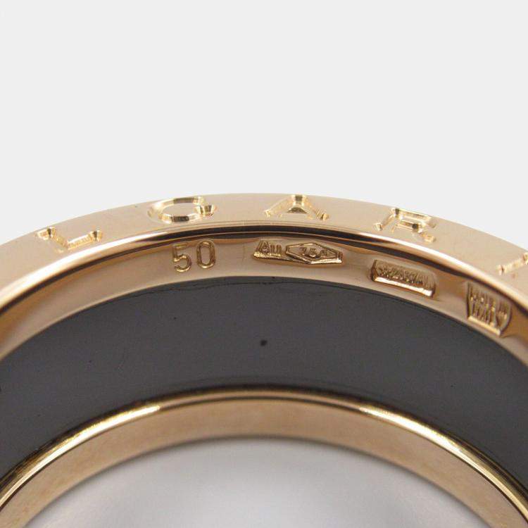 Pre Owned Bvlgari B-Zero1 Ceramic 18K Pink Rose Gold Black EU 50 
