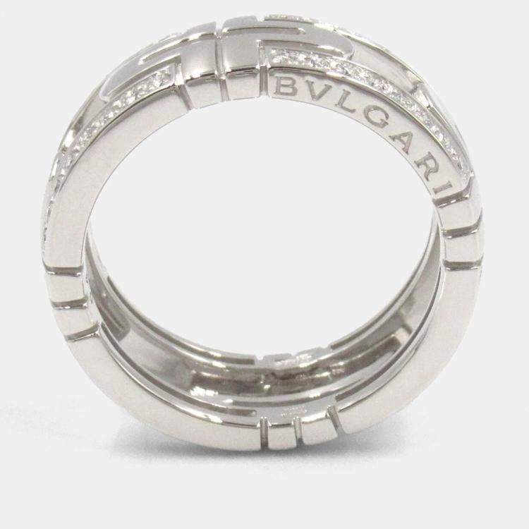 Pre Owned Bvlgari Parentesi Small 18K White Gold Diamond Ring EU54