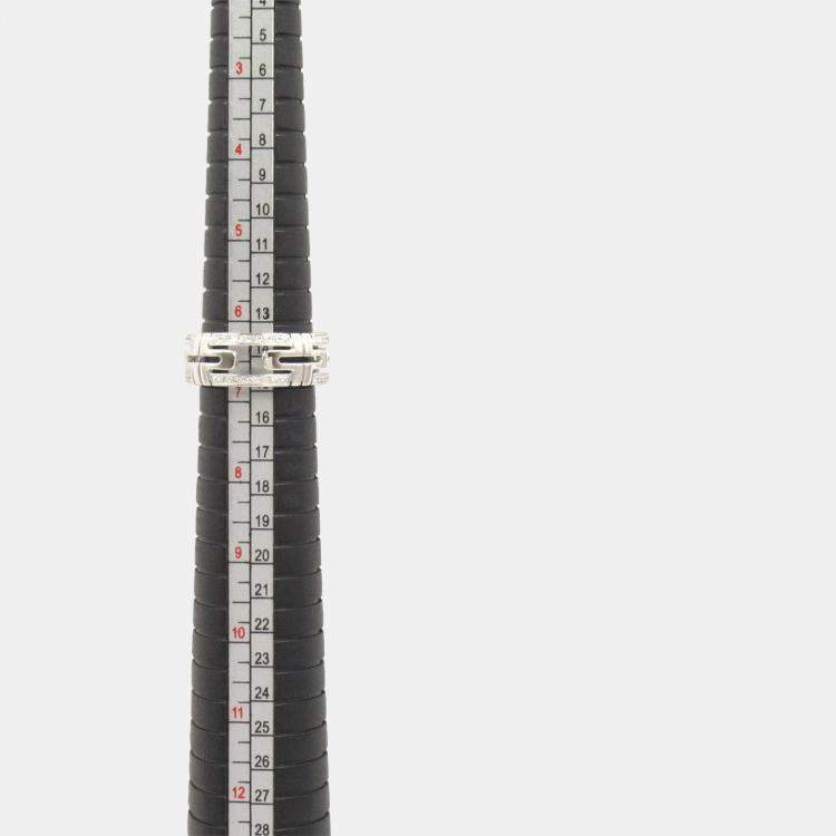Pre Owned Bvlgari Parentesi Small 18K White Gold Diamond Ring EU54
