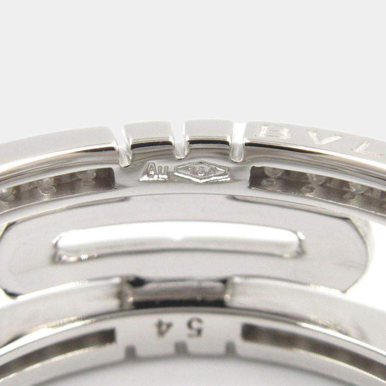 Pre Owned Bvlgari Parentesi Small 18K White Gold Diamond Ring EU54
