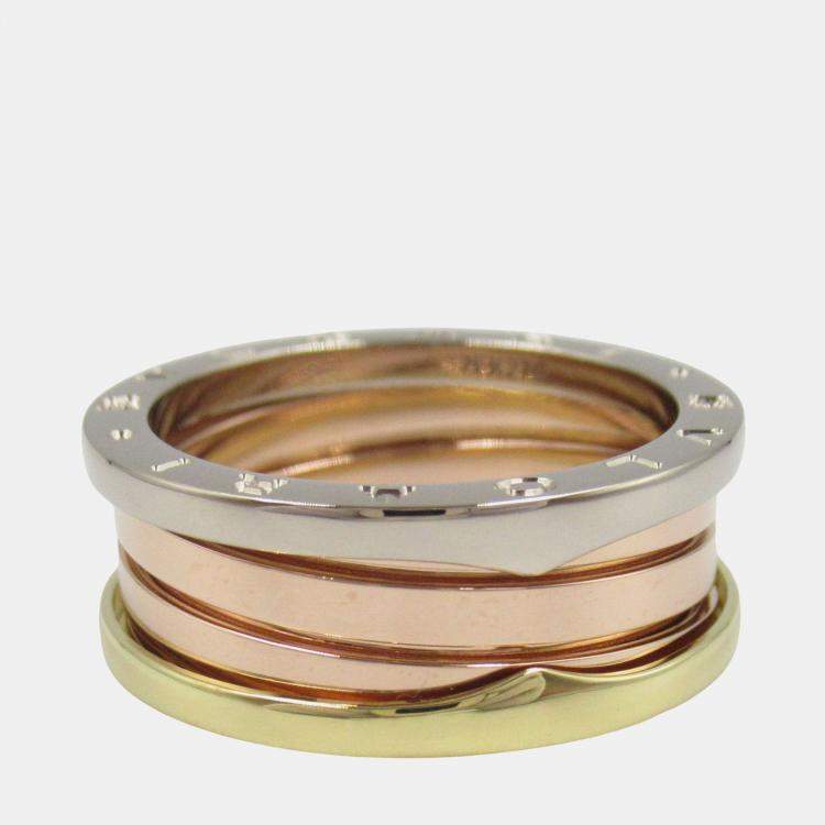 Pre Owned Bvlgari B-Zero1 Perfect Mistake 18K Yellow, White, Rose Gold Ring EU 61