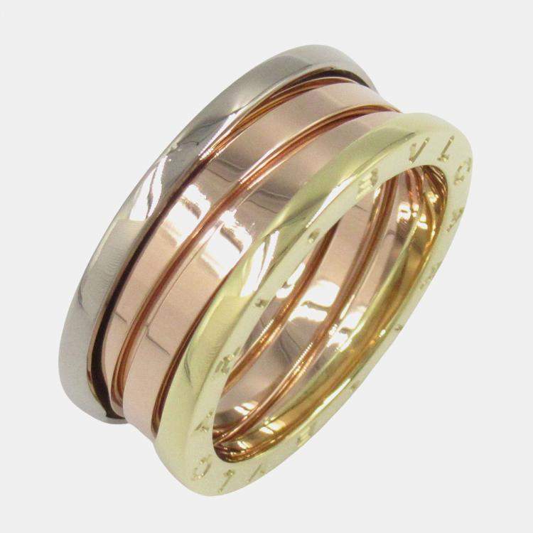 Pre Owned Bvlgari B-Zero1 Perfect Mistake 18K Yellow, White, Rose Gold Ring EU 61