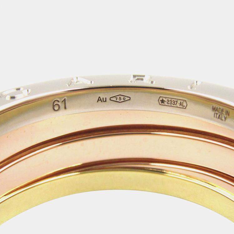 Pre Owned Bvlgari B-Zero1 Perfect Mistake 18K Yellow, White, Rose Gold Ring EU 61