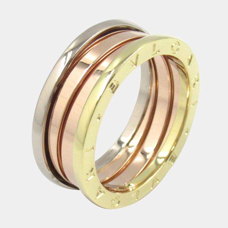 Pre Owned Bvlgari B-Zero1 Perfect Mistake 18K Yellow, White, Rose Gold Ring EU 61