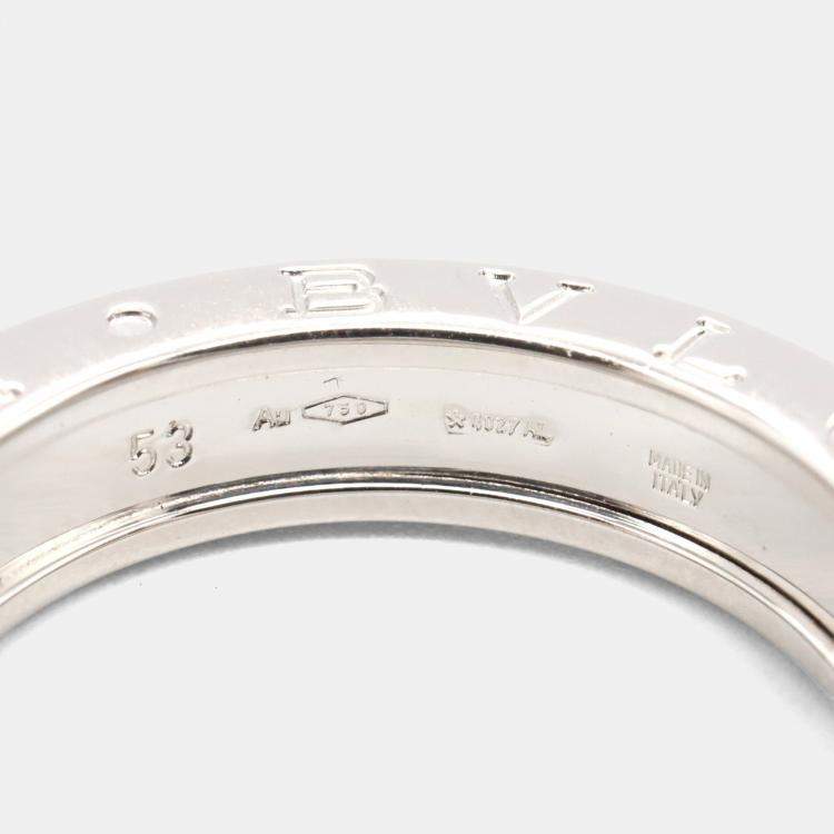 Pre Owned Bvlgari B.Zero1 18K White Gold Ring EU 53