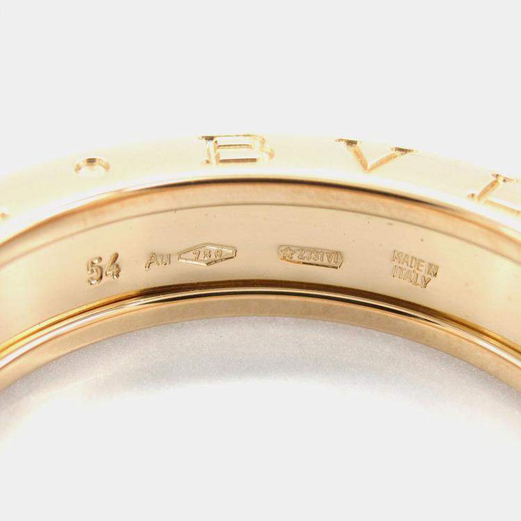Pre Owned Bvlgari B-Zero1 1 Band 18K Yellow Gold Ring EU 54