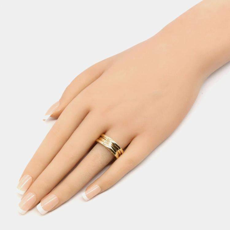 Pre Owned Bvlgari B-Zero1 2 Bands 18K Yellow Gold Ring EU 56