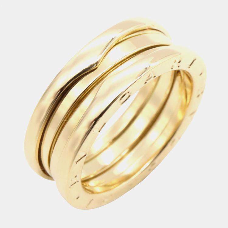 Pre Owned Bvlgari B-Zero1 2 Bands 18K Yellow Gold Ring EU 56