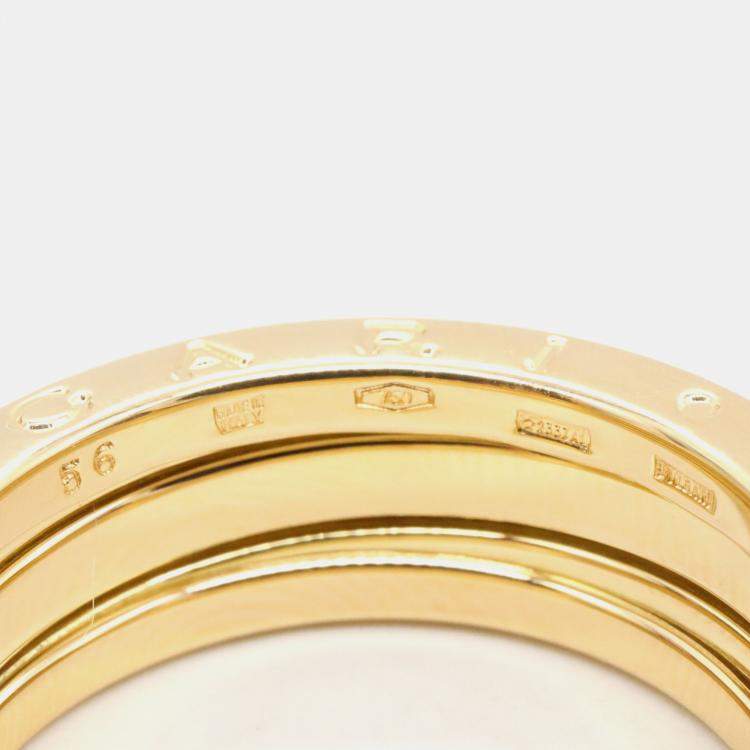 Pre Owned Bvlgari B-Zero1 2 Bands 18K Yellow Gold Ring EU 56