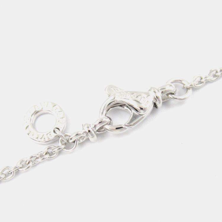 Pre Owned Bvlgari Doppio Cuore Heart 18K White Gold Diamond Pendant Necklace