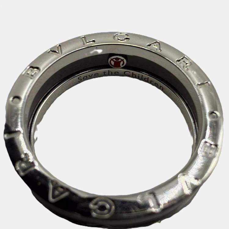 Pre Owned Bvlgari Save the Children Ceramic/Silver Ring EU 62