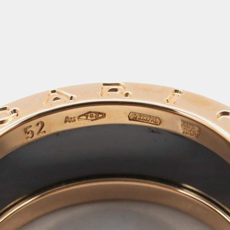 Pre Owned Bvlgari B.Zero1 18K Rose Gold Ceramic 2-Band Ring EU 52