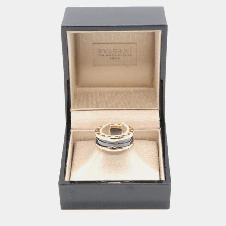 Pre Owned Bvlgari B.Zero1 18K Rose Gold Ceramic 2-Band Ring EU 52