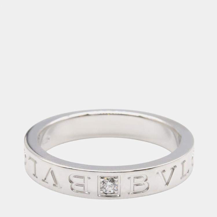 Pre Owned Bvlgari B.Zero1 18K White Gold, Diamond Ring EU 57