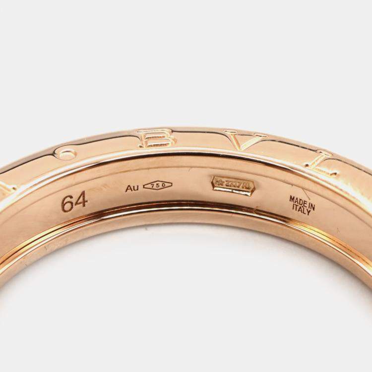 Pre Owned Bvlgari B.Zero1 1-Band 1 18K Rose Gold Ring EU 64