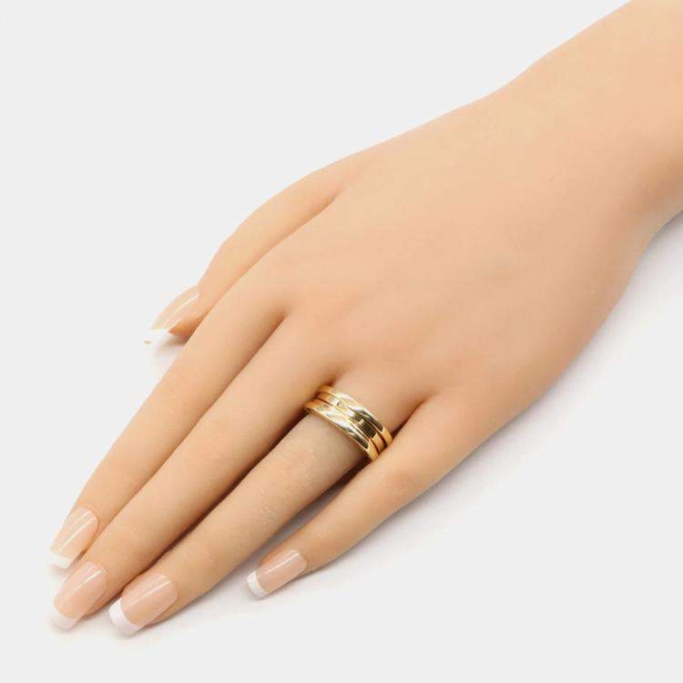 Pre Owned Bvlgari B.Zero1 18K Yellow Gold 2-Band Ring EU 55