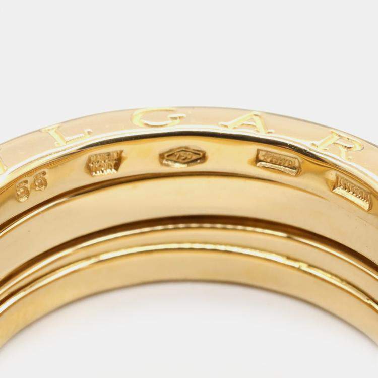 Pre Owned Bvlgari B.Zero1 18K Yellow Gold 2-Band Ring EU 55