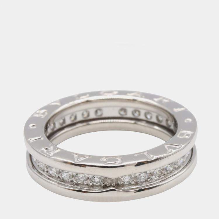 Pre Owned Bvlgari B.Zero1 18K White Gold, Diamond Ring EU 49