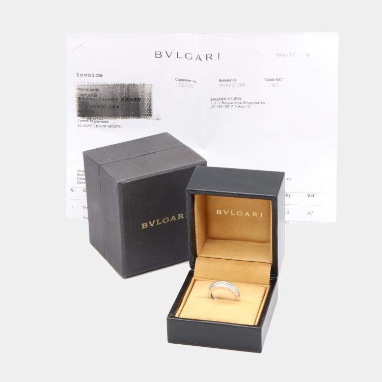 Pre Owned Bvlgari B.Zero1 18K White Gold, Diamond Ring EU 49
