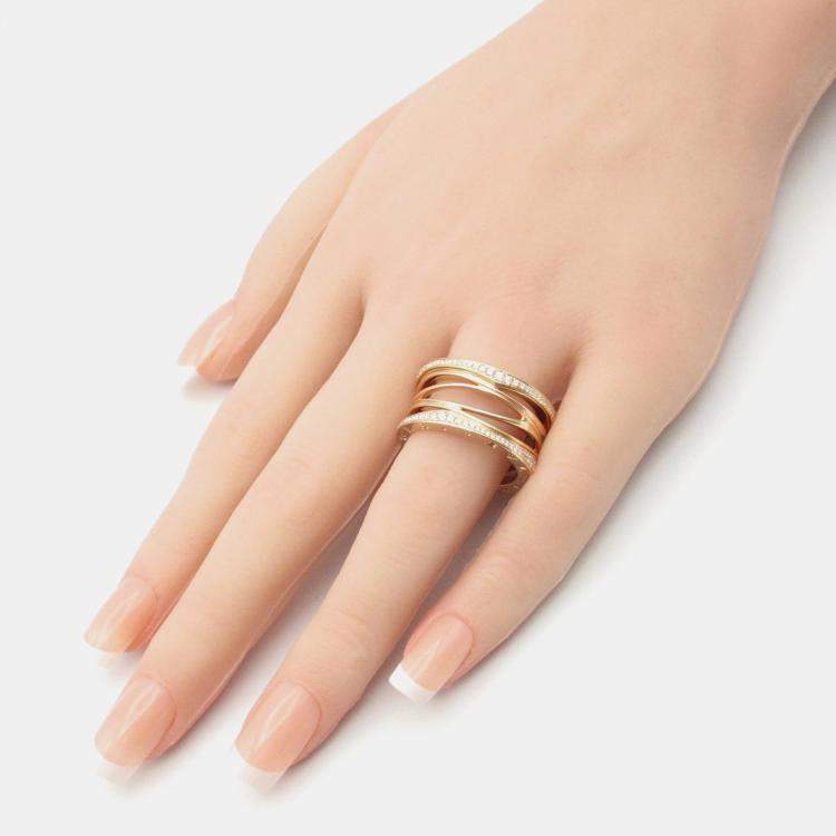 Pre Owned Bvlgari B.Zero1Design Legend 18K Pink Gold Diamond Ring EU 59