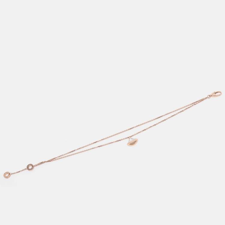 Pre Owned Bvlgari Divas' Dream Mother of Pearl 18k Rose Gold Charm Bracelet ML
