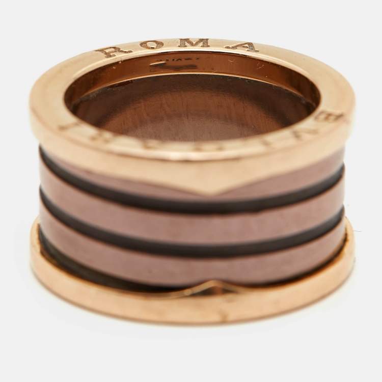 Pre Owned Bvlgari B.Zero1 4-Band Metal 18k Rose Gold Band Ring Size 54