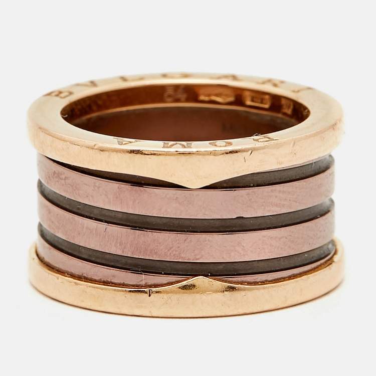 Pre Owned Bvlgari B.Zero1 4-Band Metal 18k Rose Gold Band Ring Size 54