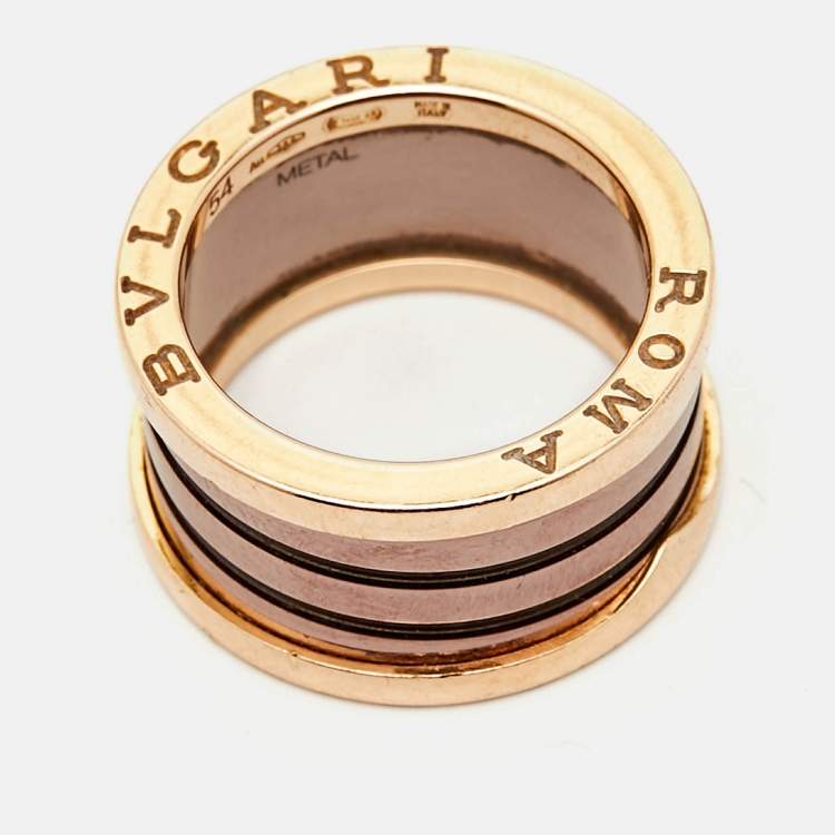 Pre Owned Bvlgari B.Zero1 4-Band Metal 18k Rose Gold Band Ring Size 54
