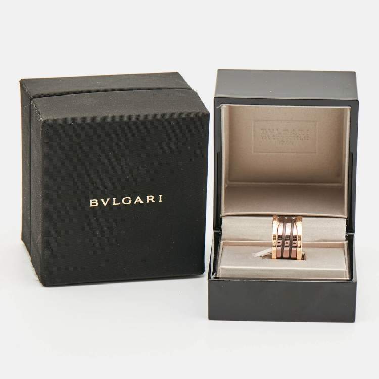 Pre Owned Bvlgari B.Zero1 4-Band Metal 18k Rose Gold Band Ring Size 54