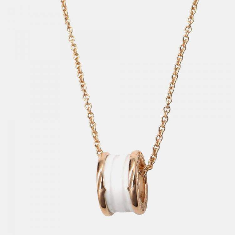 Pre Owned Bvlgari B.Zero1 18K Rose Gold and Ceramic Pendant Necklace