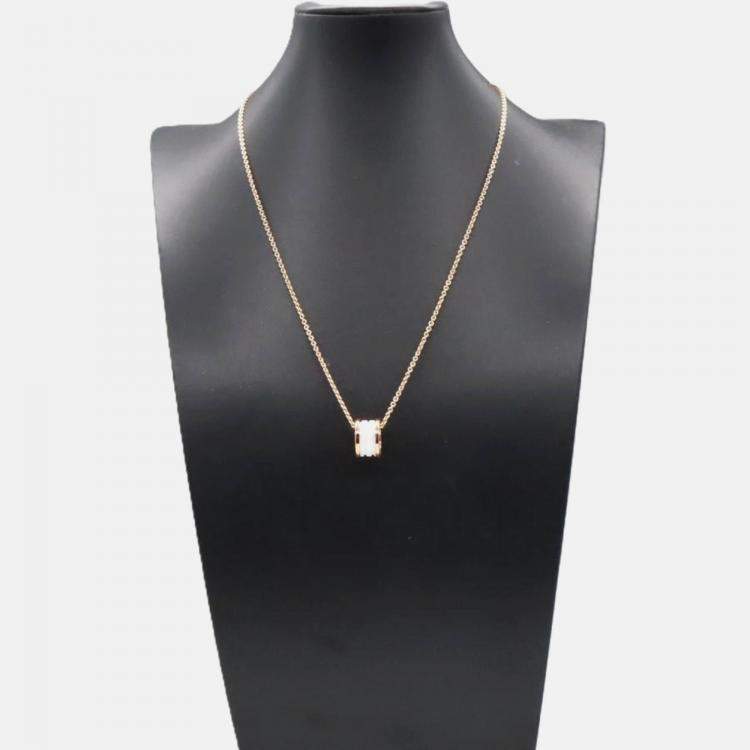 Pre Owned Bvlgari B.Zero1 18K Rose Gold and Ceramic Pendant Necklace