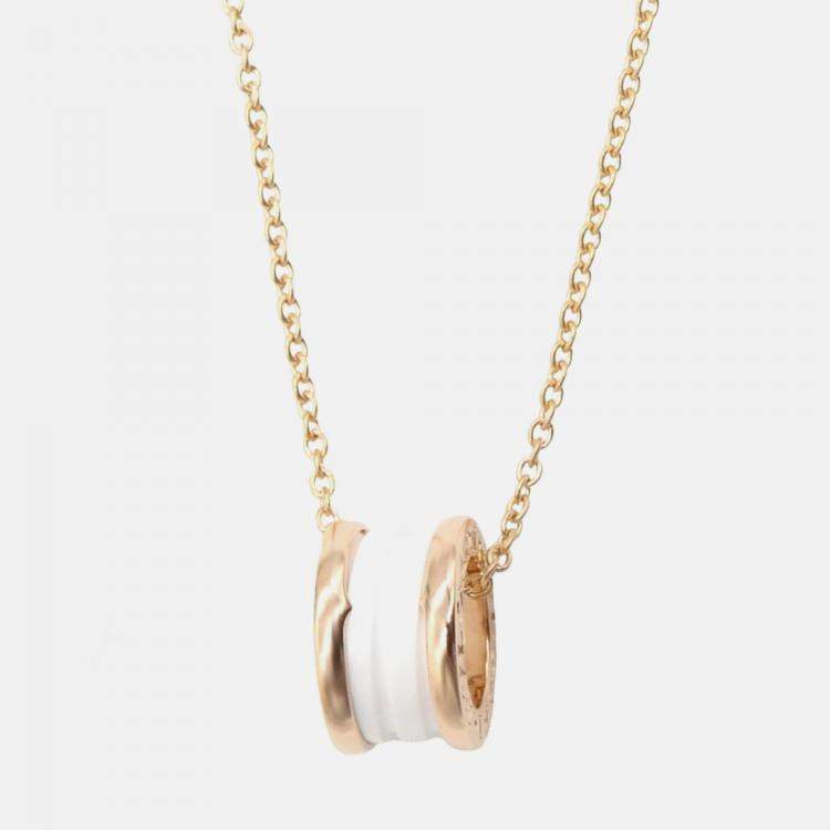Pre Owned Bvlgari B.Zero1 18K Rose Gold and Ceramic Pendant Necklace