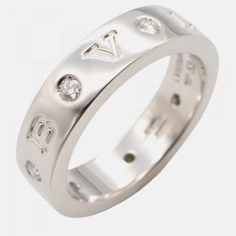 Pre Owned Bvlgari 18K White Gold and Diamond Band Ring EU 53